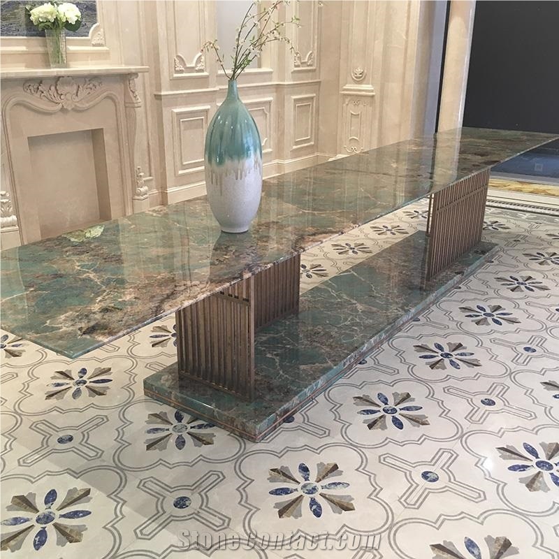 Luxury Amazon Green Quartzite Dining Table Top