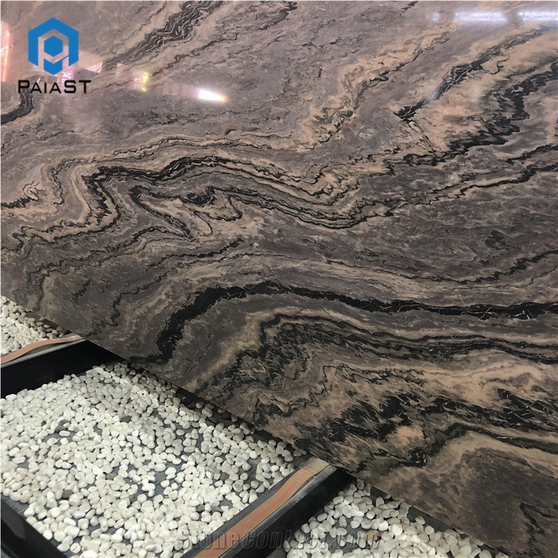 Luxury Brown Marble With Black Wall And Floor Tile