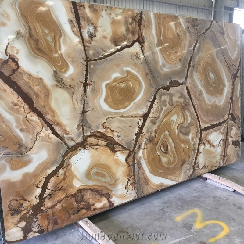 Gold Stone Wood Quartzite Slab For Wall Design