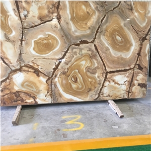 Gold Stone Wood Quartzite Slab For Wall Design