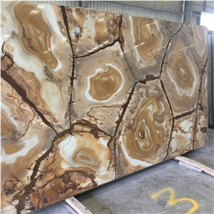 Gold Stone Wood Quartzite Slab For Wall Design