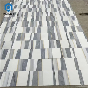 Luxury Marble with Gold Brass Inlay Mosaic Wall