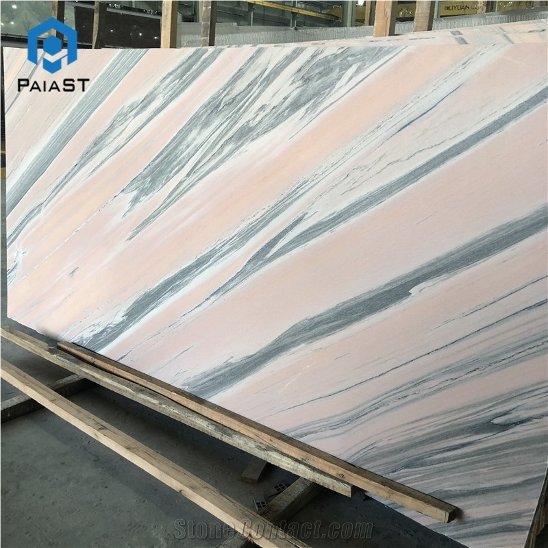 Luxury Polished Pink Marble With Green Veins Slab