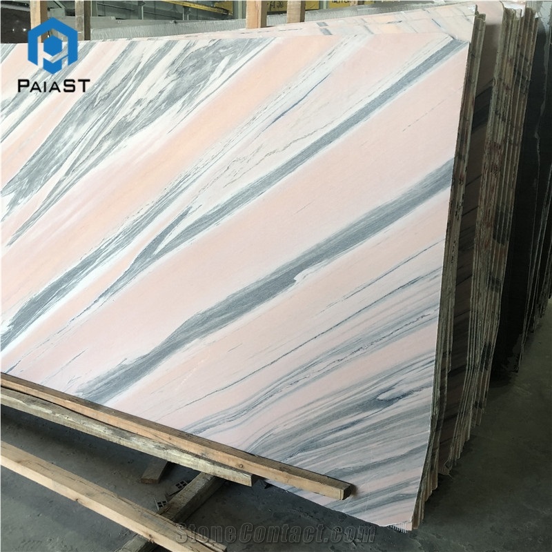 Luxury Polished Pink Marble With Green Veins Slab