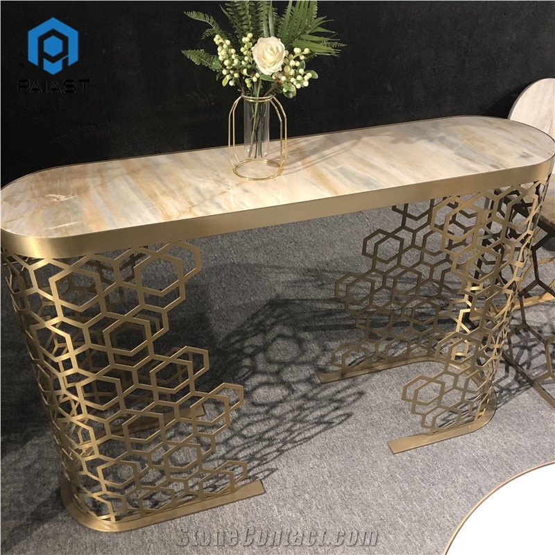 Luxury Yellow Onyx Hollow Coffee Table Top