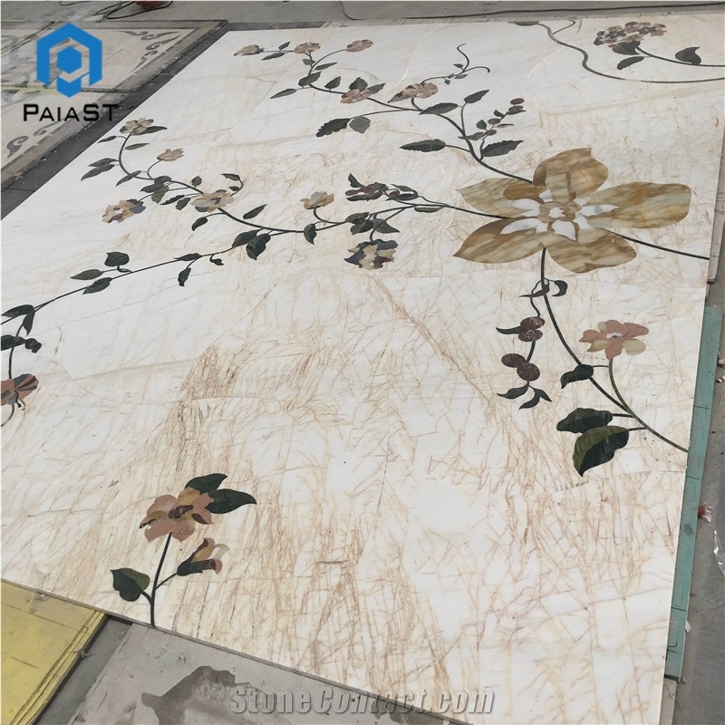 Marble Flower Waterjet Pattern Floor Tiles