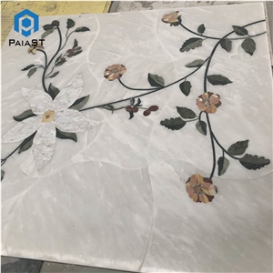 Marble Flower Waterjet Pattern Floor Tiles