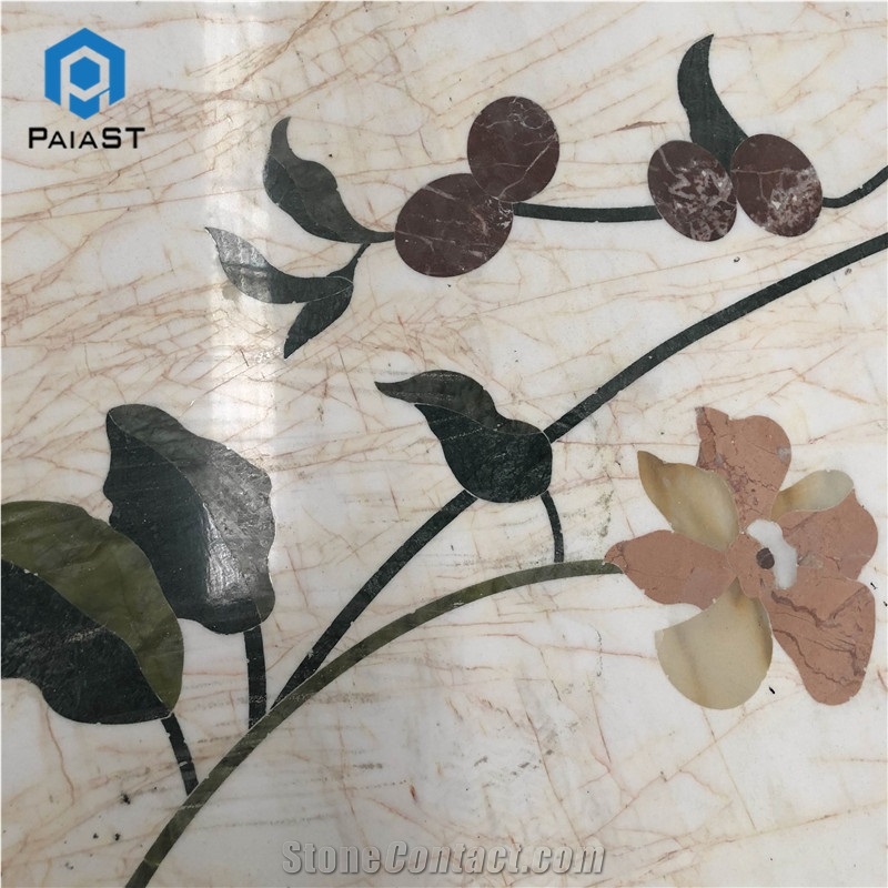 Marble Flower Waterjet Pattern Floor Tiles
