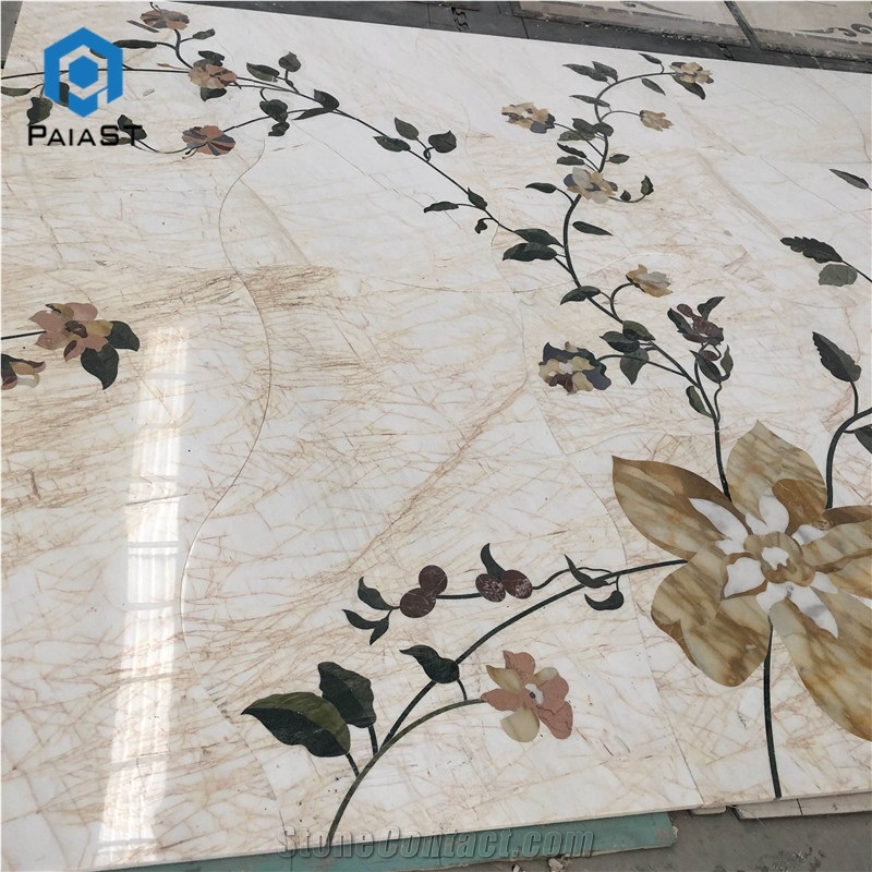 Marble Flower Waterjet Pattern Floor Tiles