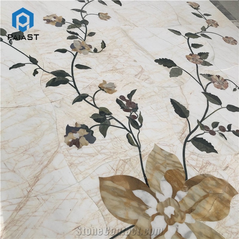 Marble Flower Waterjet Pattern Floor Tiles
