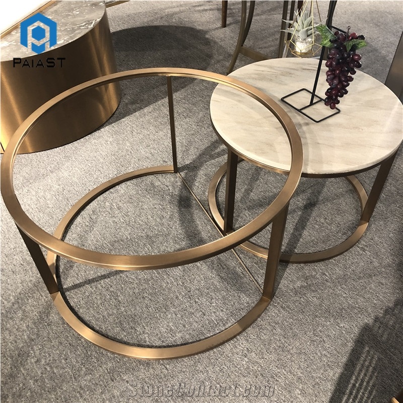 Marble Metal Base Round Nesting Coffee Table