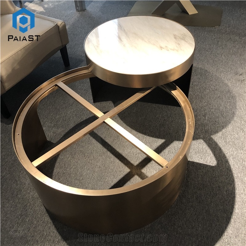 Marble Metal Base Round Nesting Coffee Table