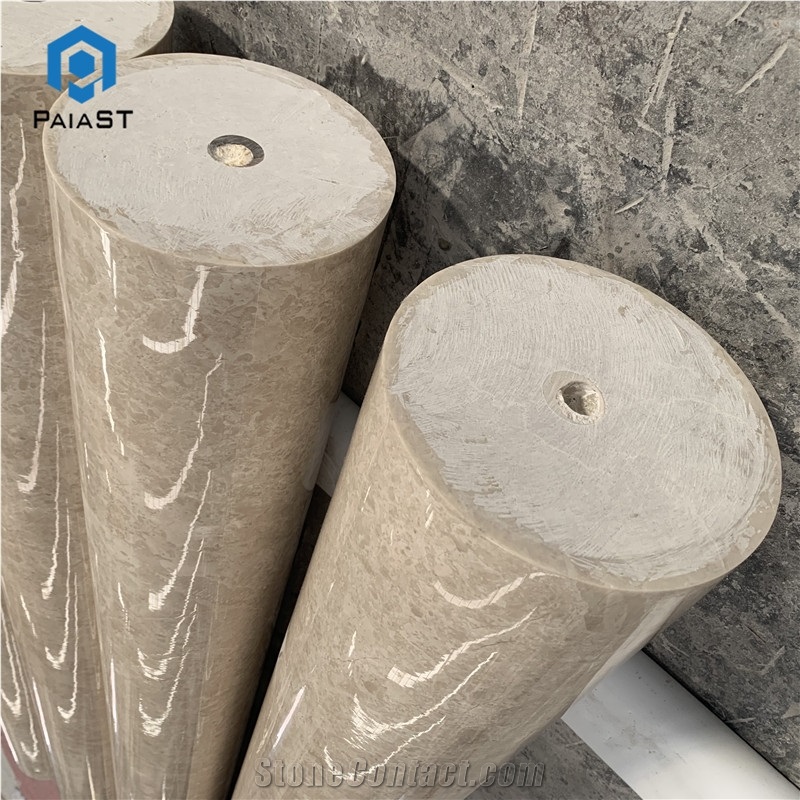Modern Design Beige Marble Solid Pillars For Villa