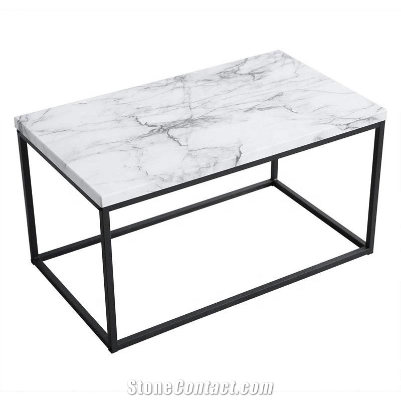 Modern Design Square White Marble Coffee Table