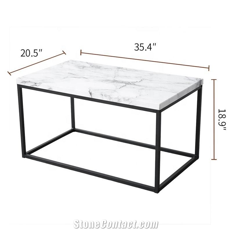 Modern Design Square White Marble Coffee Table