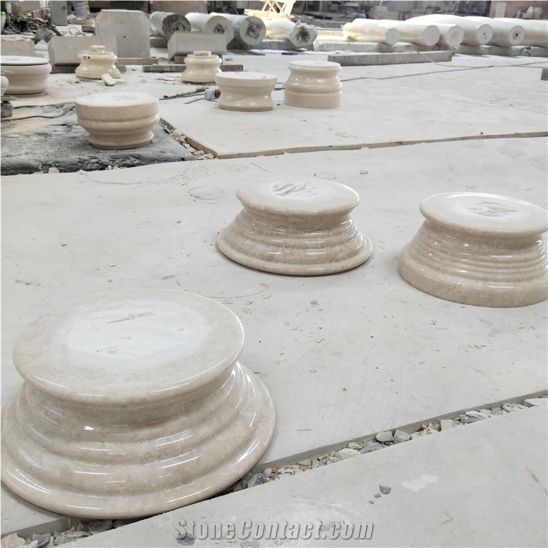 Natural Beige Marble Stone Roman Column Base
