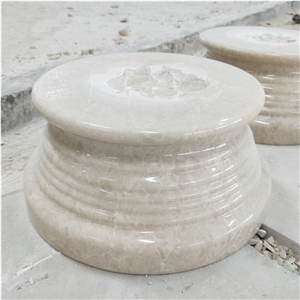 Natural Beige Marble Stone Roman Column Base
