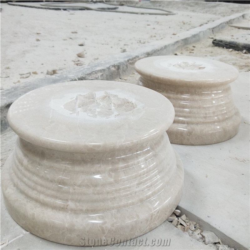 Natural Beige Marble Stone Roman Column Base