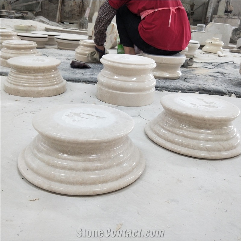 Natural Beige Marble Stone Roman Column Base
