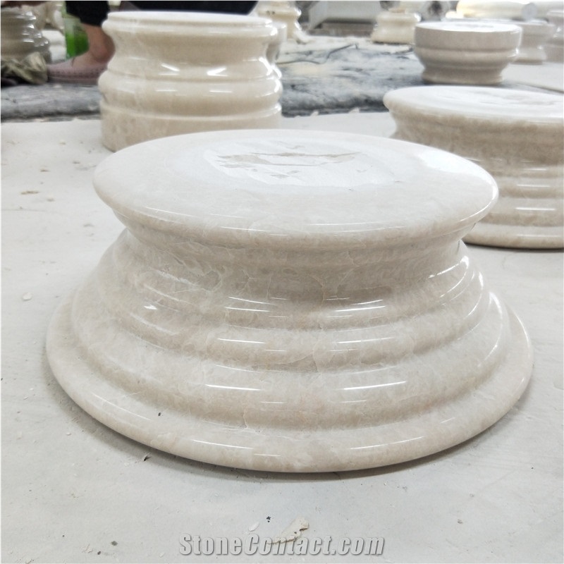 Natural Beige Marble Stone Roman Column Base