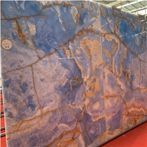 Natural Blue Onyx Slab For Interior Decor