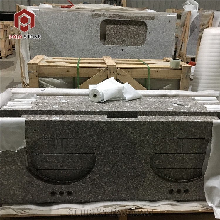 Natural G635 Pink Granite Bathroom Countertop For Home & Hotel Decor