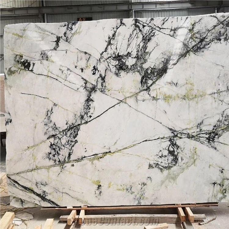 Natural White Marble With Green Veins Marble Slab