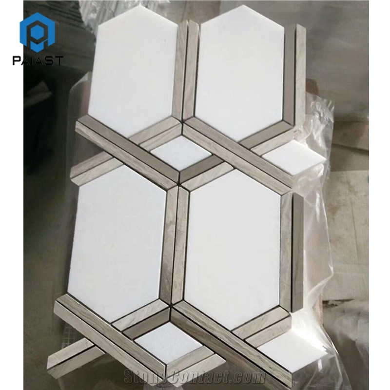 New Design Long Hexagon Marble Mosaic Wall Tiles