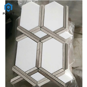 New Design Long Hexagon Marble Mosaic Wall Tiles