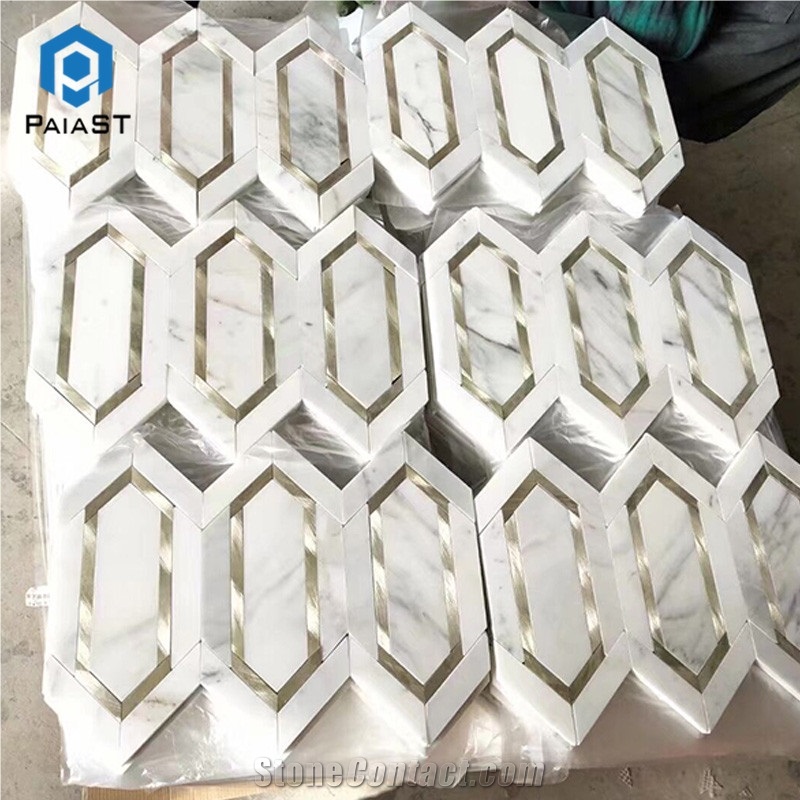 New Design Long Hexagon Marble Mosaic Wall Tiles
