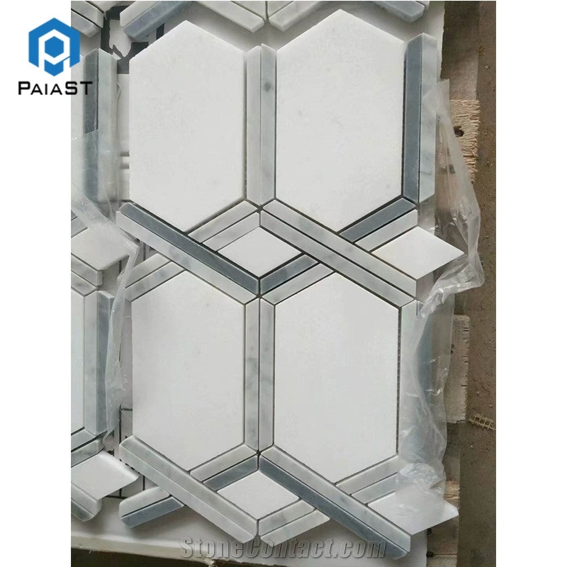 New Design Long Hexagon Marble Mosaic Wall Tiles