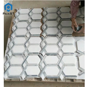 New Design Long Hexagon Marble Mosaic Wall Tiles