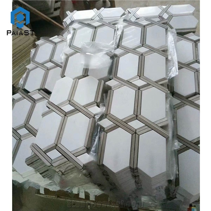 New Design Long Hexagon Marble Mosaic Wall Tiles