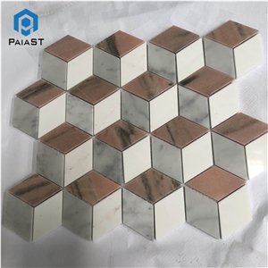 New Design White And Red Marble 3D Mosaic Tiles
