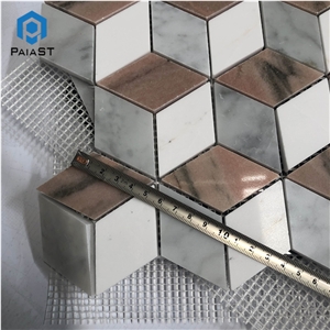 New Design White And Red Marble 3D Mosaic Tiles