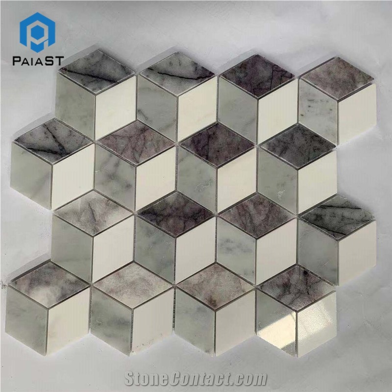 New Design White And Red Marble 3D Mosaic Tiles
