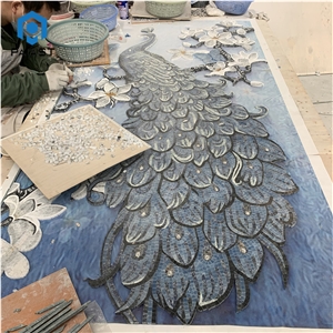 Peacock Mosaic Art Mural Design For Wall Decor