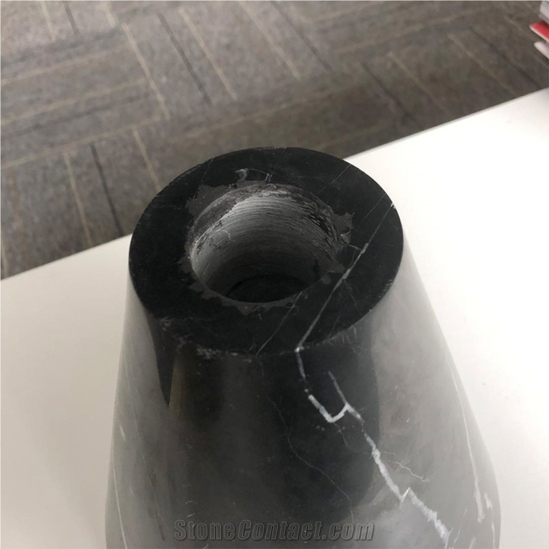 Polished Black Marble Lamp-Socket For Interior