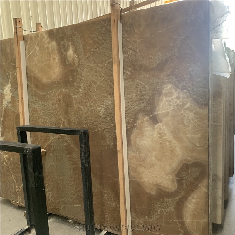 Polished Brown Onyx Tiles And Slabs For Wall Design