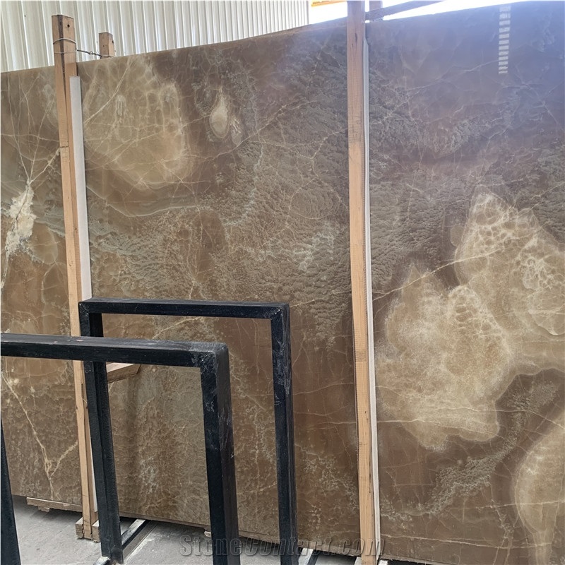 Polished Brown Onyx Tiles And Slabs For Wall Design