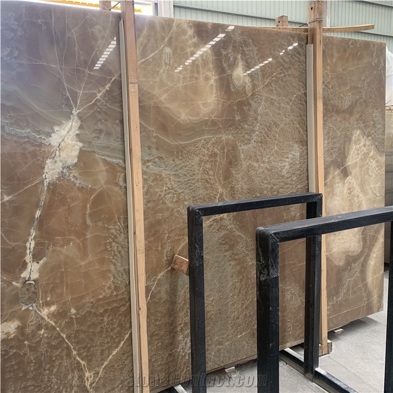 Polished Brown Onyx Tiles And Slabs For Wall Design