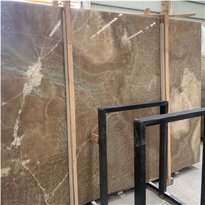 Polished Brown Onyx Tiles And Slabs For Wall Design