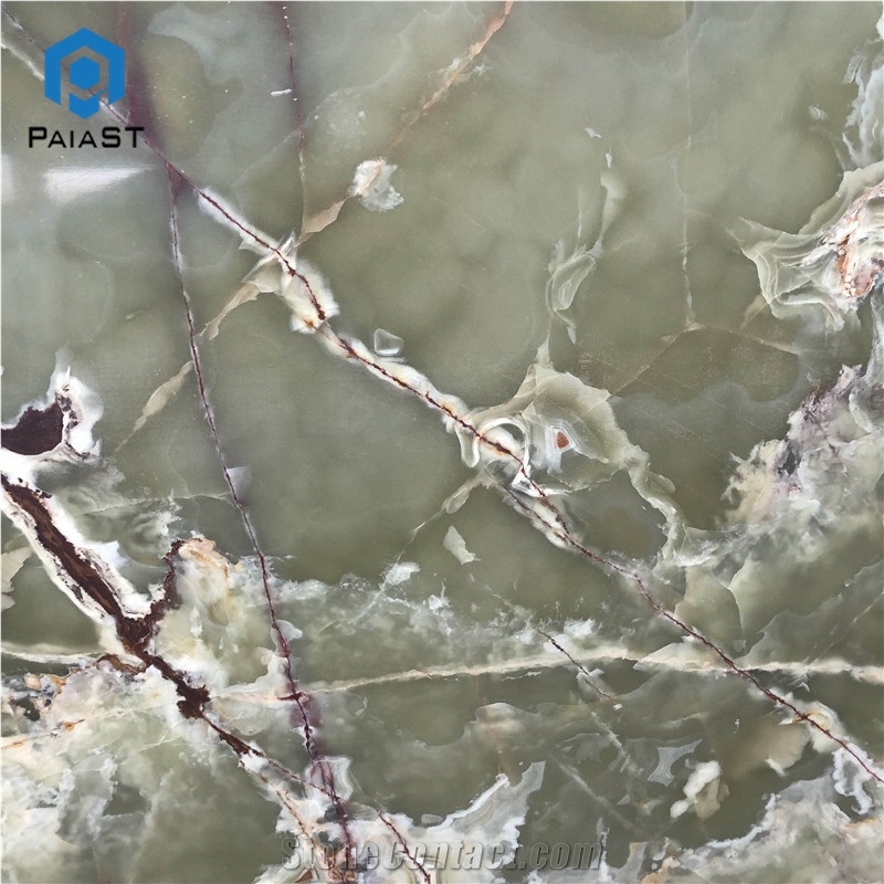 Polished Dark Green Onyx Slab For Floor And Wall Tiles