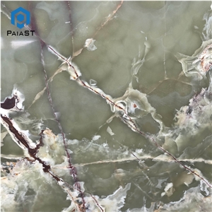 Polished Dark Green Onyx Slab For Floor And Wall Tiles