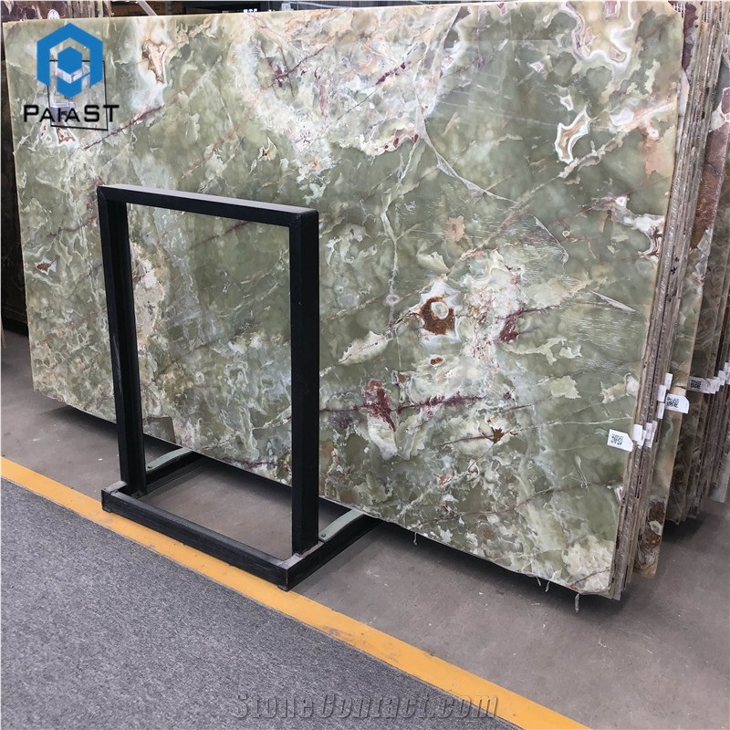 Polished Dark Green Onyx Slab For Floor And Wall Tiles