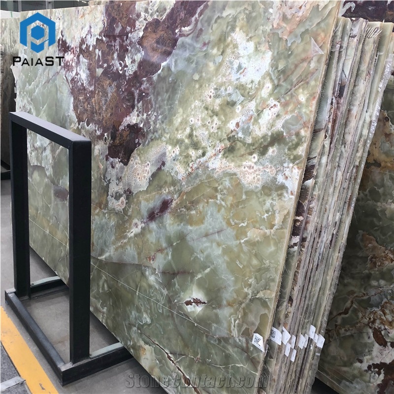 Polished Dark Green Onyx Slab For Floor And Wall Tiles