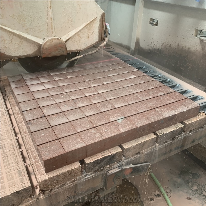 Red Granite Cube Paving Hotel Dirveway Design