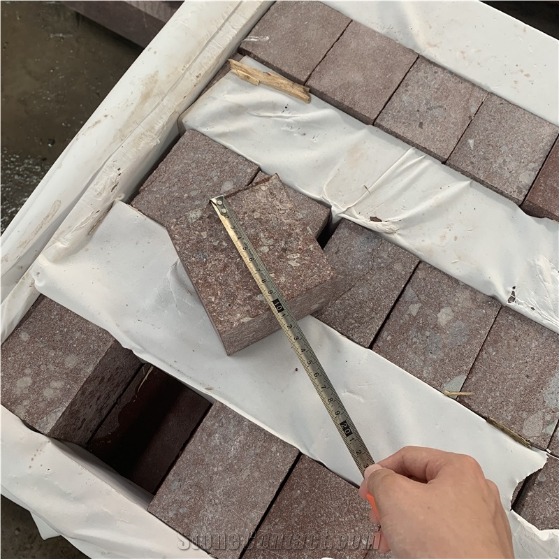 Red Granite Cube Paving Hotel Dirveway Design