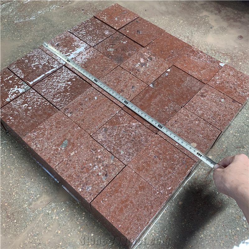 Red Granite Cube Paving Hotel Dirveway Design