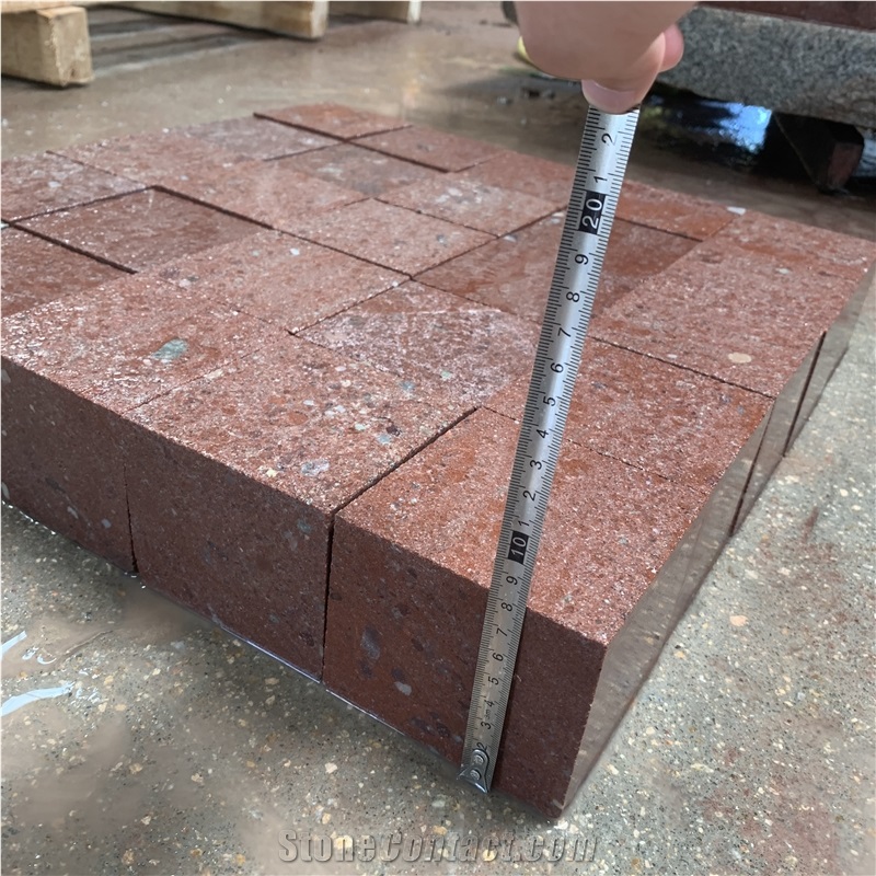 Red Granite Cube Paving Hotel Dirveway Design